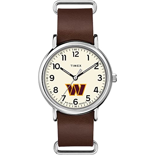Timex Tribute Men's NFL Weekender 40mm Watch &ndash; Washington Commanders with Brown Genuine Leather...