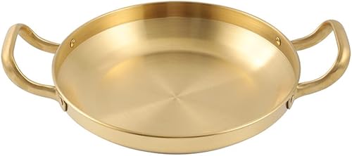 Kichvoe Sartén para paella de acero inoxidable antiadherente sartén para cocinar todos los días con asa para el hogar restaurante cocina campamento