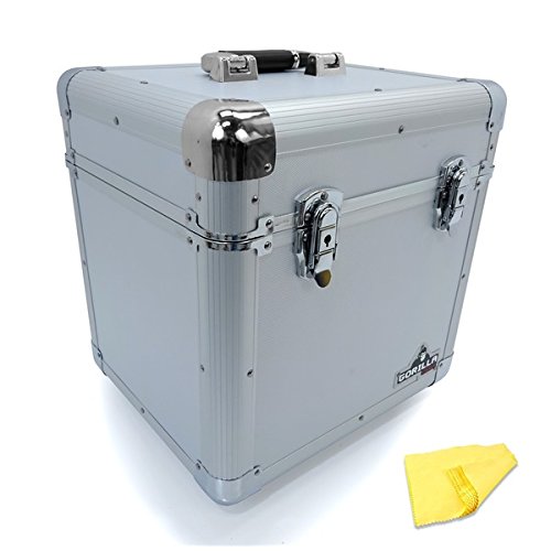 Image of Gorilla LP80 12" LP Vinyl Record Storage Carry Case - Holds 80-3 Colours Available (Silver)