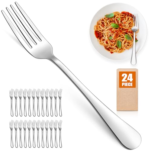 AckMond 24-teiliges Gabel-Set aus Edelstahl, 21 cm, Tafelgabeln, strapazierfähig und hochglanzpoliert, spülmaschinengeeignet