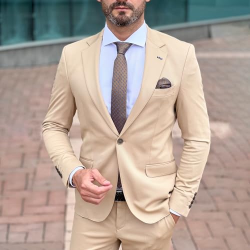 2 Piece Suit Men Slim Fit Suits for Men One Button Blazer Pants Set Tuxedo Set Formal Wedding Groom Prom Dinner Party4