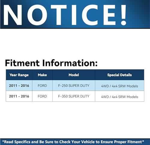 Detroit Axle - 4WD Front Wheel Bearing Hubs for Ford F-250 F-350 Super Duty 2011-2016, Replacement 2012 2013 2014 2015 F-250 F-350 Super Duty (SRW) Wheel Bearing and Hubs Assembly Set
