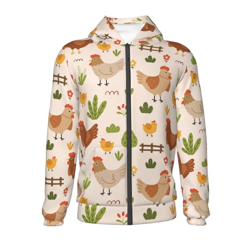 Cute Hen and Chicks Kid Hoodies Boys Zip Up Sweatshirts Girls Pullover with Pocket2