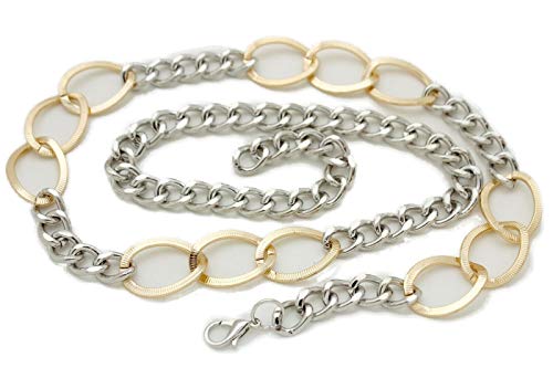 TFJ Women Fashion Silver Metal Chain Gold Links Belt Waist Hip Plus Size XL XXL - Main Image