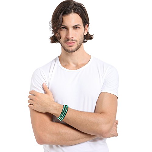 Mowom Layered Bracelets For Women Men Genuine Leather Bracelet Rope Bangle Cuff Gemstone Beads Braided Bracelet 3 Wraps Adjustable Handmade Oriental Agate Meditation Jewelry Gift #TOP4