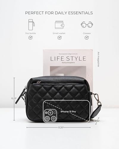 Image of Alldaily Small Triple Zip Crossbody Purse for Women, Vegan Leather Phone Bag with Wide Shoulder Strap