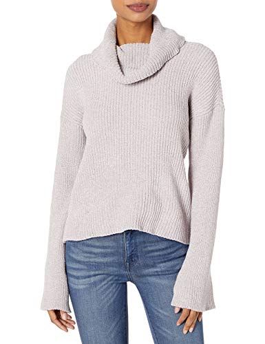 cupcakes and cashmere Women's Greenwich Marled chenile Rib Knit Turtle Neck, Faded Lilac, Extra Small