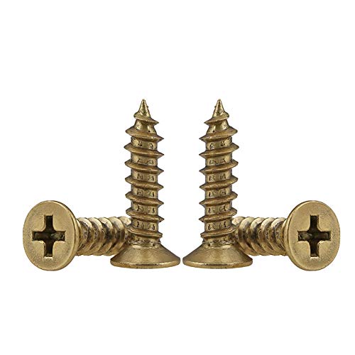 BOZONLI Brass Wood Screws Self Tapping Screws Phillips Flat Head Screws M3×12mm, 30 pcs