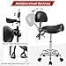 Saddle Stool with Back Support, Rolling Stools with Foot Rest, Ergonomic Backrest Adjustable Height & Angle Salon Stool with Wheels for Salon Spa Tattoo Massage