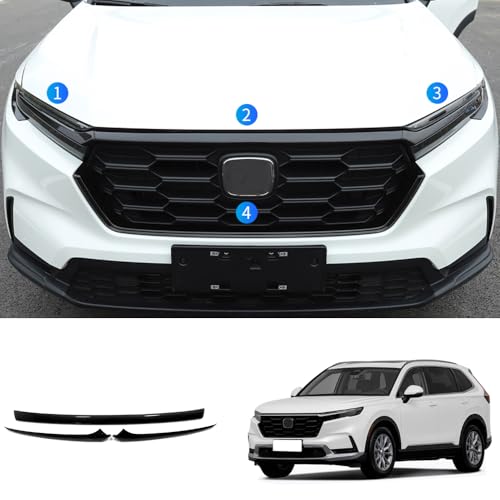 Image of Car Accessories Exterior Front Bumper Engine Lid Grill Grille cover Trim Compatible with Honda CR-V CRV 2023 2024 2025 2026 (Glossy Black) 3PCS ABS
