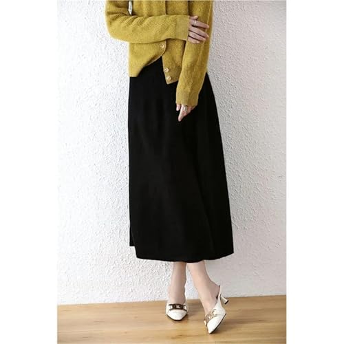 Women's Autumn/Winter Merino Wool Knitted Medium Length Skirt High Waist Comfortable and Fashionable A-line Office Skirt2
