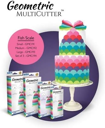 PME Geometric Multicutters for Cake Design-Fish Scale-small, Medium & Large Size, Set of 3, White