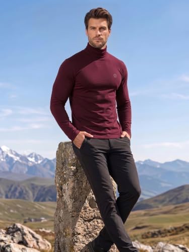 Image of CHKOKKO Winter Wear Cotton Plain Full Sleeve Turtle Neck Regular Fit T Shirt For Men