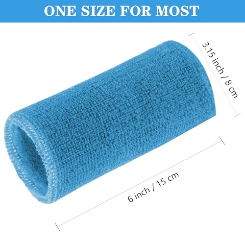 Image of 6 Inch Wrist Sweatbands Tennis Wrist Bands Absorbent Sweat Band for Men and Women Sport Long Wrist Bands, Breathable Cotton Athletic Sweatbands for Basketball, Workout, Running (4 Pack)