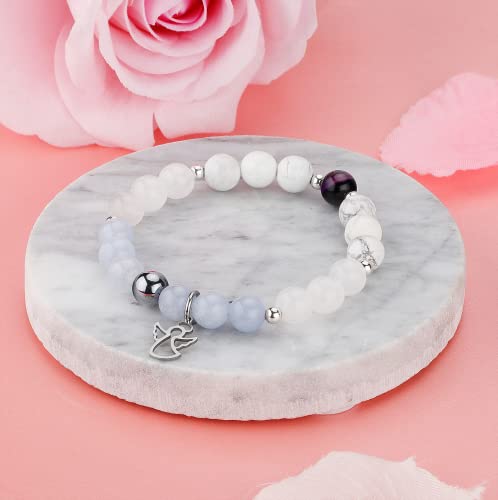Haoze Angel Charm Bracelet For Women Girls A Little Guardian Angel Bracelet Angelic Connection Bracelet Spiritual Jewelry Reiki Infused Jewelry Religious Gift For Her(Silver) #TOP3
