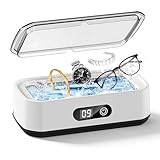 Ultraschallreiniger 49 kHz, 650 ml Großkapazität, 360°-Allround-Reinigung, Ultraschallreinigungsgerät für Brillen, Zahnersatz, Schmuck und Make-up-Pinsel