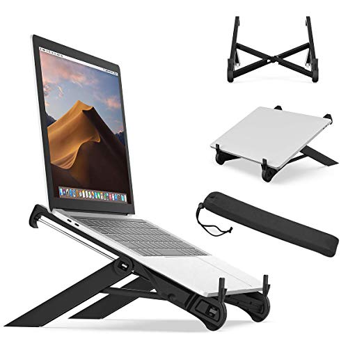 Laptop Ständer, Hoteck Klappbar Notebook Ständer, laptopständer für 10.1 bis18.4 Zoll MacBook/Laptop, Laptop Halterung Faltbarer Schwarz
