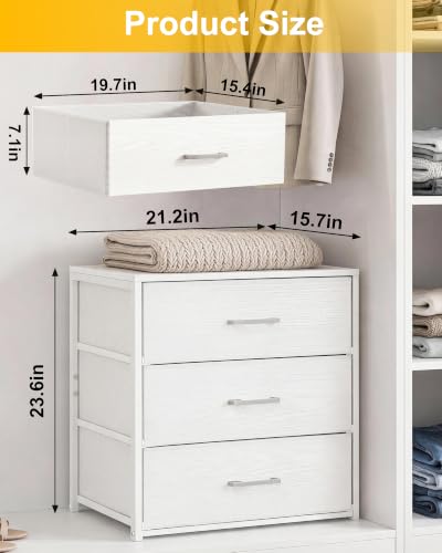 Image of Fixwal Closet Drawers for Clothes, 1 Pack, 3 Drawers Dresser, 21.2 inch Wide
