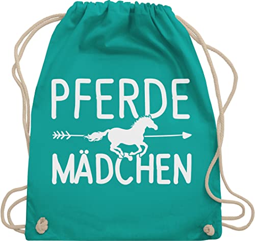 Shirtracer Turnbeutel Rucksack - Taschen - Pferde Mädchen - Pferdemädchen - Unisize - Türkis - pferdetaschen stalltasche pferd pferdeliebhaber fjordis beutel reiterzubehör pferdebeutel reiten ich geh