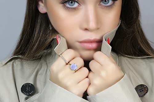 Bague gemme agate bleue Anémone pour femme - Bijou artisanal - 2