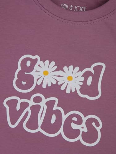 Image of Gini & Jony Girls Printed Cotton Round Neck Half Sleeve Knits Top