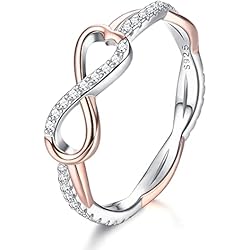 Anillo Nudo Del Amor En Oro Sllaiss Anillo Infinity de plata 925 para mujer Anillo de nudo de amor de circonita cúbica Anillo de compromiso de oro rosa Anillo de promesa de boda de oro blanco Anillo de eternidad, Metal, Zirconia