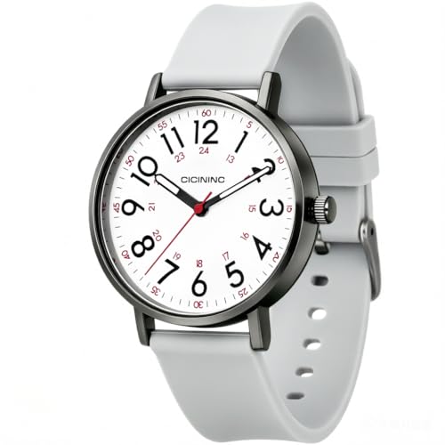 Image of cicininc Watch with Second Hand for Nursing Women | Analog | Military Time | Silicone Band | Easy Read Dial | 12 /24H | for Nurses, nursing students, medical professionals