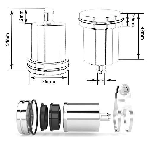 Yimoto Motorcycle Brake Fluid Reservoir Cnc Aluminum Front Or Rear Oil Cup For Yzf R1 R3 R6 R25 R15 R125 600R For Ducati Monster 821 Stripe Dark 1200 S Stripe 1100S 1100 Evo (Red) #TOP2