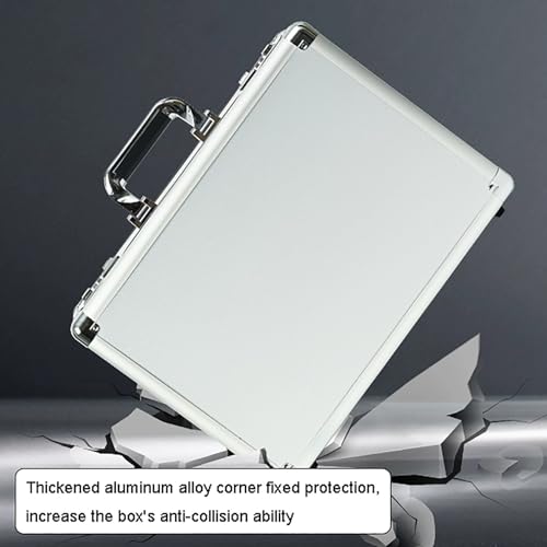 Valigetta argentata in lega di alluminio - Scatola portaoggetti di grande capacità per bagagli, documenti e orologi - Interno morbido, ferramenta resistente, 26 x 14 x 7 pollici - Organizer da viaggio