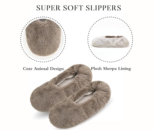 Image of Keyela Women's Ballerina Slippers,Non-Slip Bedroom Slippers Socks | Soft fuzzy slipper socks for ladies Indoor home slippers Cozy sock slippers Ballet Slippers