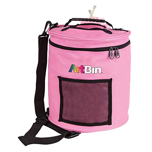 Image of ArtBin 6806SA Yarn Drum, Portable Knitting & Crochet Storage, [1] Poly Canvas Tote Bag, Pink