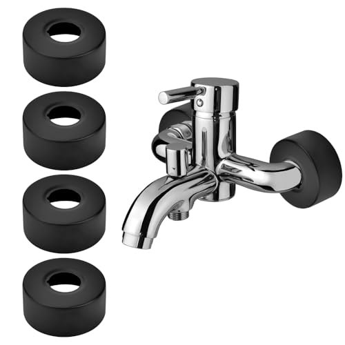 CAREDGO 4 Stück Rohrabdeckung Edelstahl Abdeckung Abdeckrosette Schwarz Gewinderosette Duschrosetten Rosette Wasserhahn Rohr Abdeckung Rosetten für Bad Duscharmatur Wasserhähne Heizkörper (25mm)