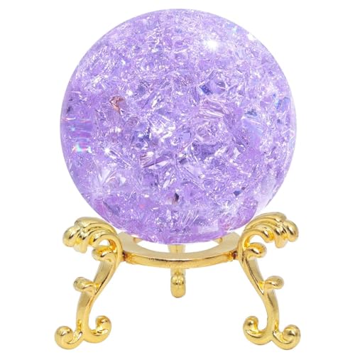Ice Cracked Crystal Ball Decorative Glass Ball Home Decor Ornaments,purple-40mm