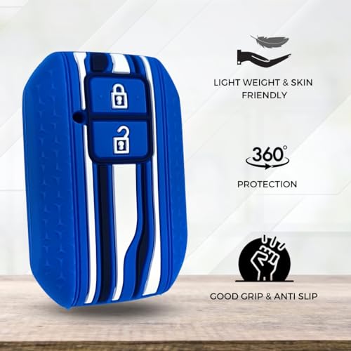Image of KEYCEPT Tristar Key Cover for Suzuki Swift, Dzire, Ertiga, Grand Vitara, Celerio, Brezza, Fronx, Jimny, Ignis, Urban Cruiser, Rumion, Hyryder, E-Vitara (2 Button smart Key Cover, Blue)