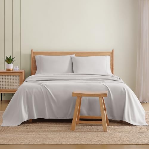 UGG Queen Sheet Set 4-Piece Luxury Cooling Sheets Deep Pockets Premium Bedding with 2 Pillow Shams Hypoallergenic Machine Washable Soft Lightweight Bed Set for Bedroom, Queen, Stone Grey (Hedi) - Image 3