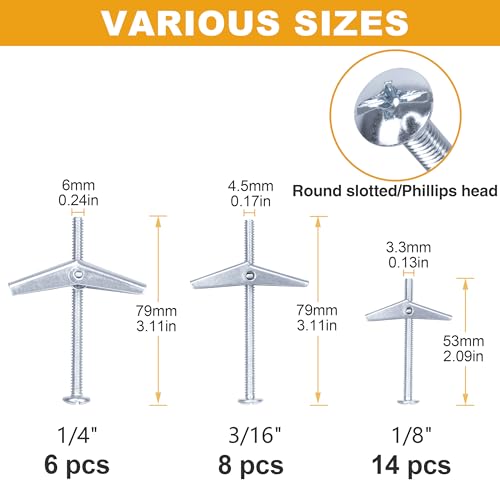Kurui TBA24 28Pcs Heavy Duty Hollow Wall Anchors For Drywall Ceiling thumb #6