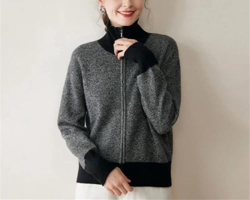Women Wool Zipper Cardigan Sweater Autumn Winter Soft Warm Thick Knit Casual Long Sleeve Tops2