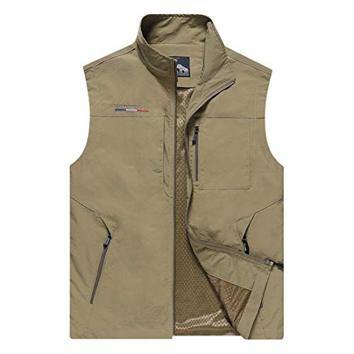 Chalecos, al aire libre Ligera chaqueta ocasional del chaleco con bolsillos de múltiples, de múltiples funciones del viaje trabajo Chaleco de pesca Foto Safari Deportes (primavera y verano),Marrón,6XL Cover