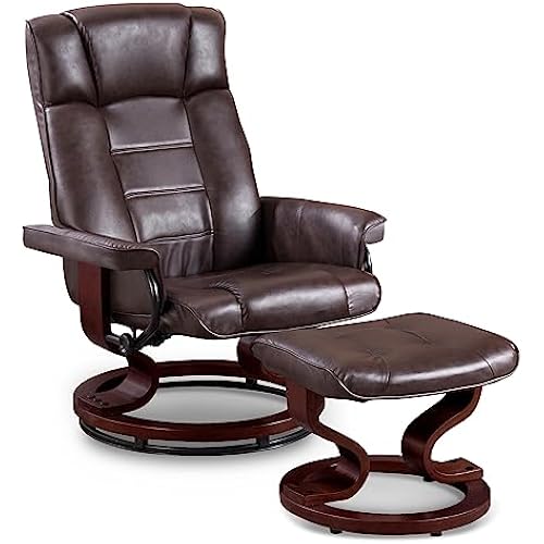 MCombo Manual Swivel Recliner with Ottoman, Faux Leather 9019