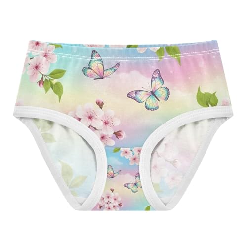 Pastel Cherry Blossoms Panties for Girls, Toddler Girl Panties, Cotton Girls Underwear, 2–8 Years