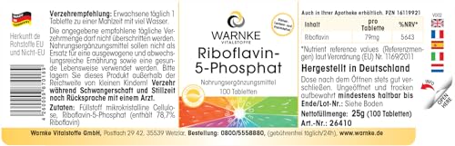 Riboflavin-5-Phosphat - Vitamin B2-100 Tabletten - schluckfreundlich - vegan - aktives Riboflavin | Warnke Vitalstoffe - Deutsche Apothekenqualität