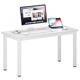 DlandHome 47 inches Medium Computer Desk, Composite Wood Board, Decent and Steady Home Office Desk/Workstation/Table, BS1-120WW White and White Legs, 1 Pack