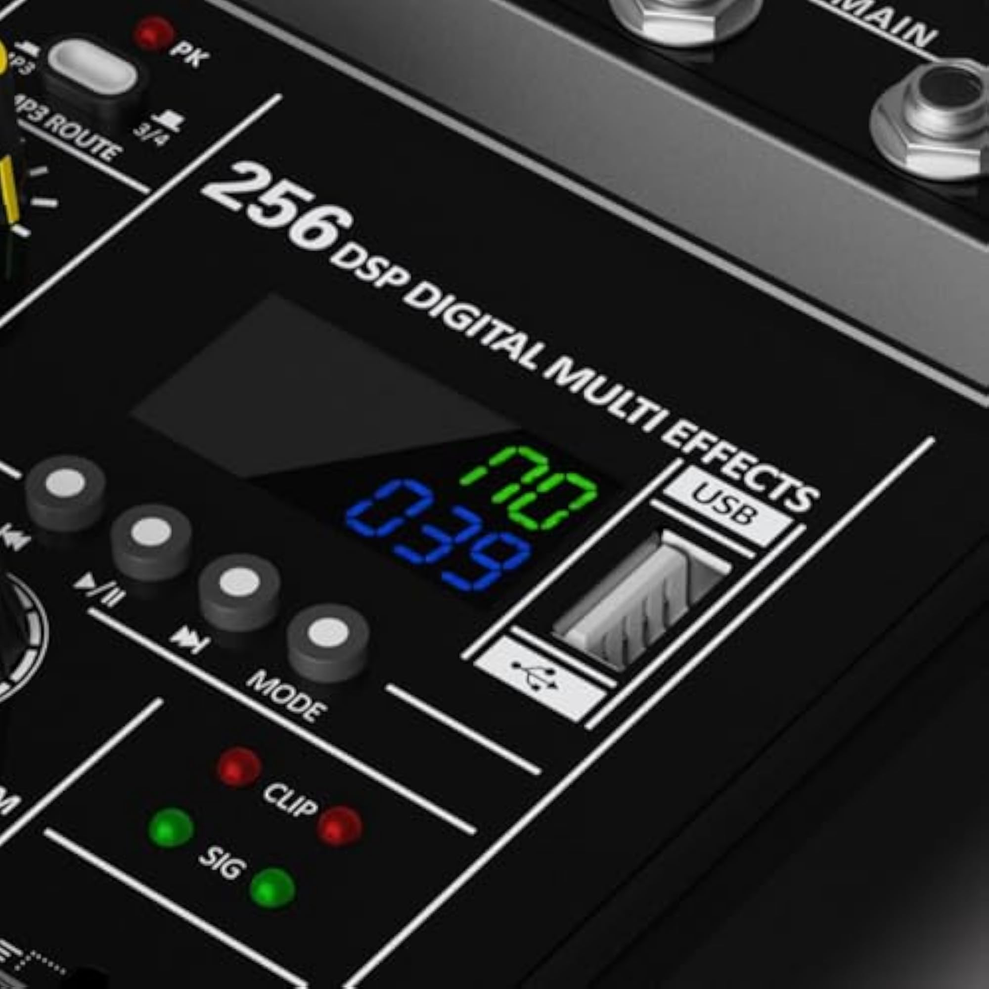 Professional Audio Mixer 256 DSP Effects, 4 Channel USB