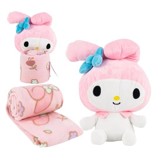 Northwest Hello Kitty My Melody Travel Set - 2 Piece Kids Travel Set Includes Blanket 40 X 50 & Plush