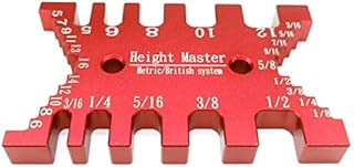 CDIYTOOL Step Depth Gauge, Depth Height Saw Gauge High Precision Tenon Caliper Metric for Router and Table Saw, Woodworking Aluminum Alloy Clarity Depth Gauge Ruler Portable Router DIY Tools (Red)