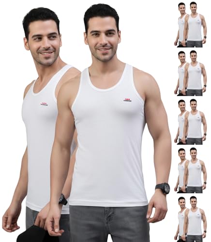 Lux Parker Men's Cotton Sleeveless Round Neck Vest_LUX_Parker_WH_RN_90_12PC