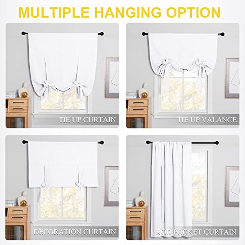 Nicetown Thermal Insulated Curtain - Pure White Tie Up Shade For Small Window, Window Valance Balloon Blind (Rod Pocket Panel, 46 Inches W X 63 Inches L) #TOP1