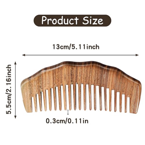 Peine de madera de sándalo antiestático para cabello miniatura 5