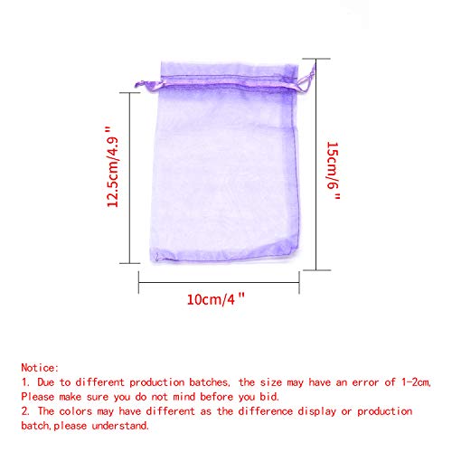 Image of Dealglad 100pcs Drawstring Organza Jewelry Candy Pouch Party Wedding Favor Gift Bags (4x6 inch, Light Purple)