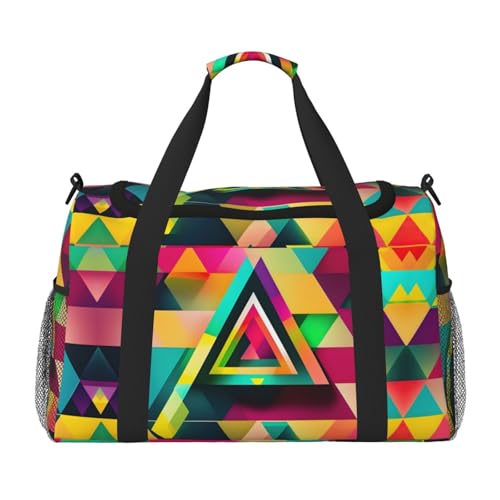 Sac de voyage coloré à motif triangulaire pliable et grand sac de sport noir